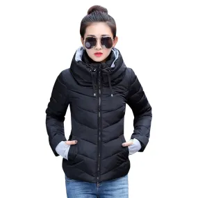 2017 Winter Jacket women Plus Size Womens Parkas Thicken Outerwear solid hooded Coats Short Female Slim Cotton padded basic tops