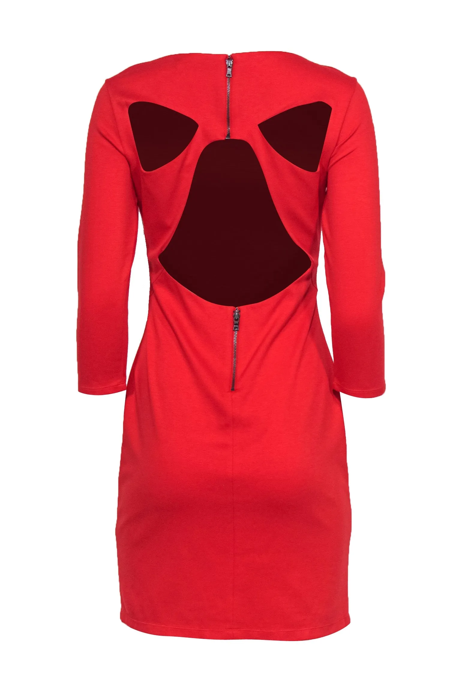 Alice & Olivia - Red Orange "Poppy" Dress w/ Open Back Design Sz 8