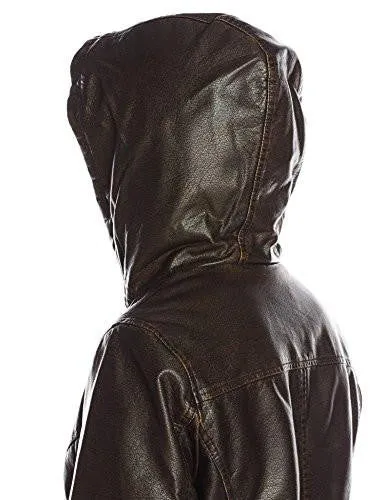 Assymetrical Sherpa Lined Faux Fur Jacket, Dark Brown, XSmall