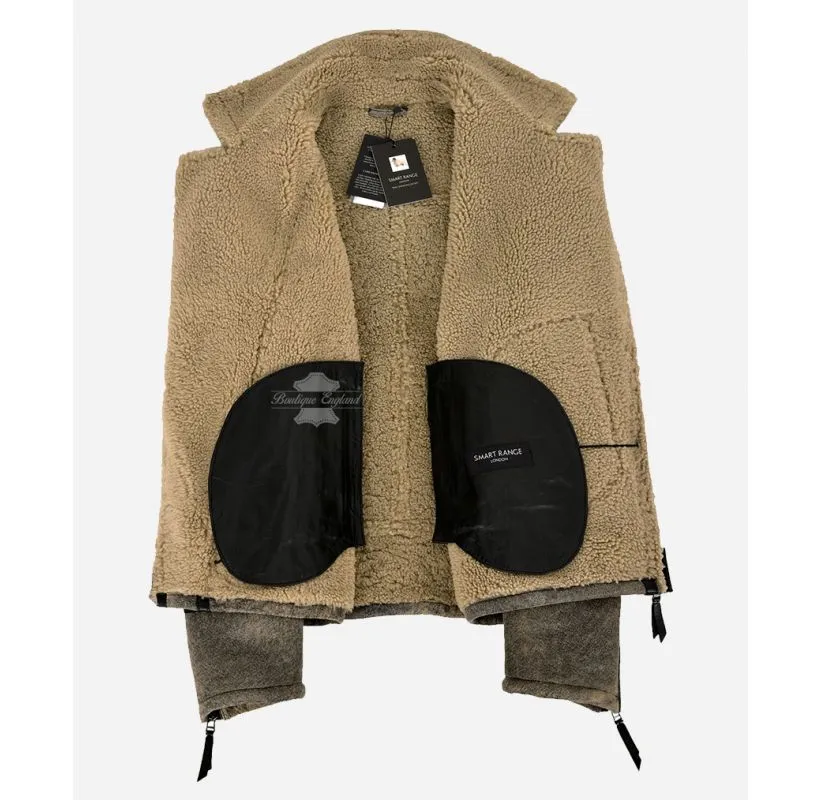 ASTER BIKER SHEEPSKIN JACKET MEN'S Vintage MOTORCYCLE SHEARLING FUR JACKET