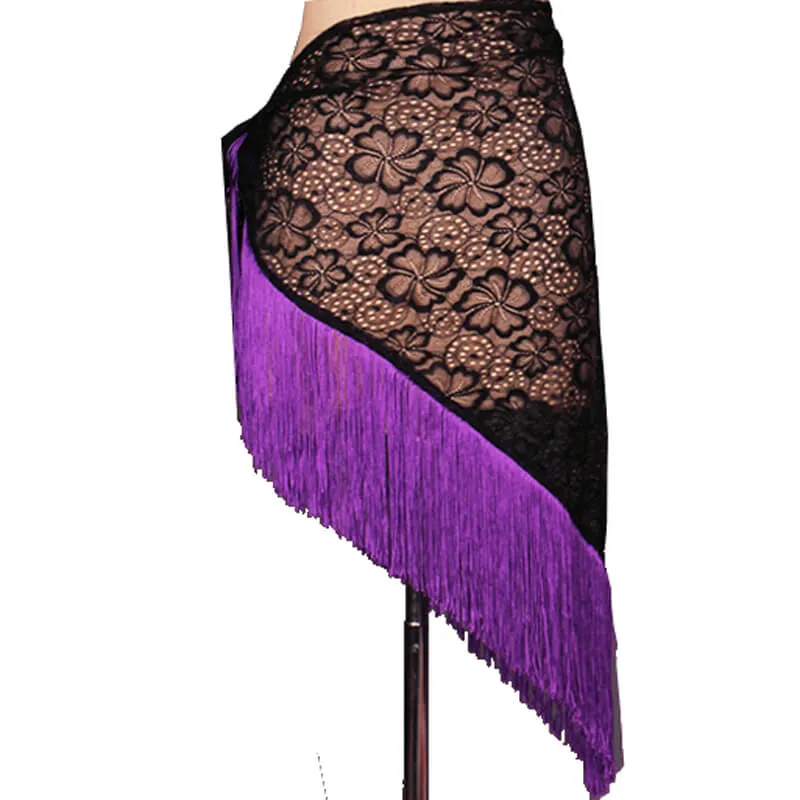 Asymmetric Short Latin Skirt with Tassels