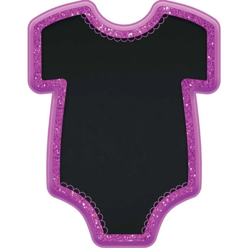 Baby Girl Bodysuit Shaped MDF Glittered Easel - 22cm x 17cm