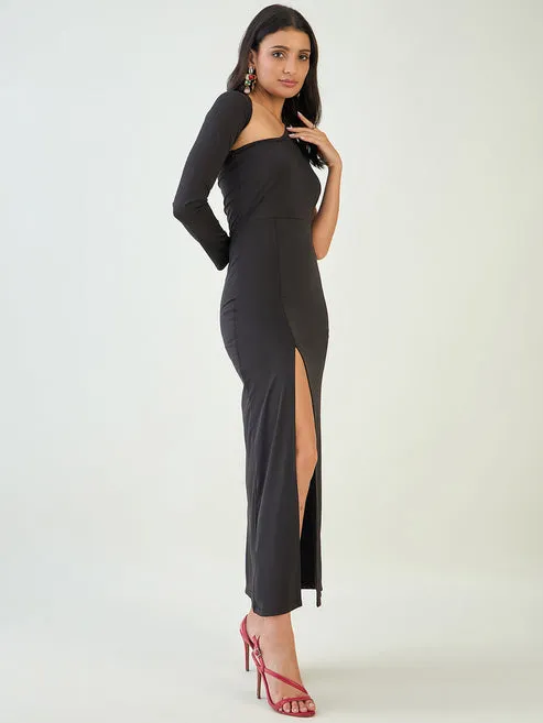 Black High Slit Bodycon Dress