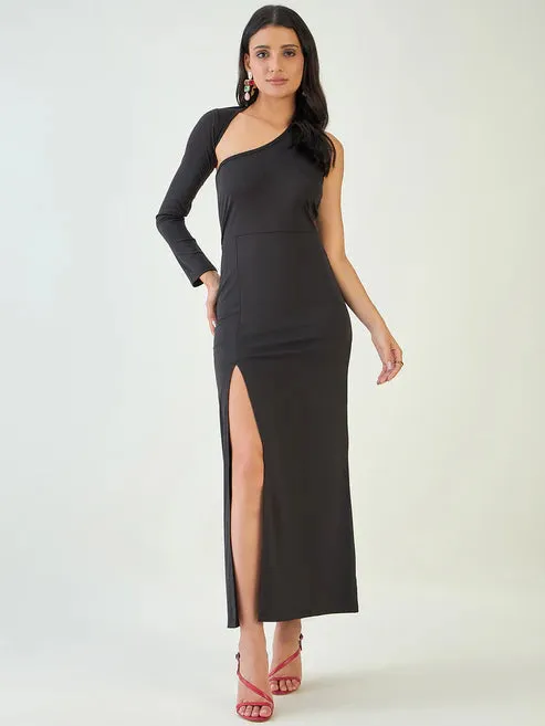 Black High Slit Bodycon Dress