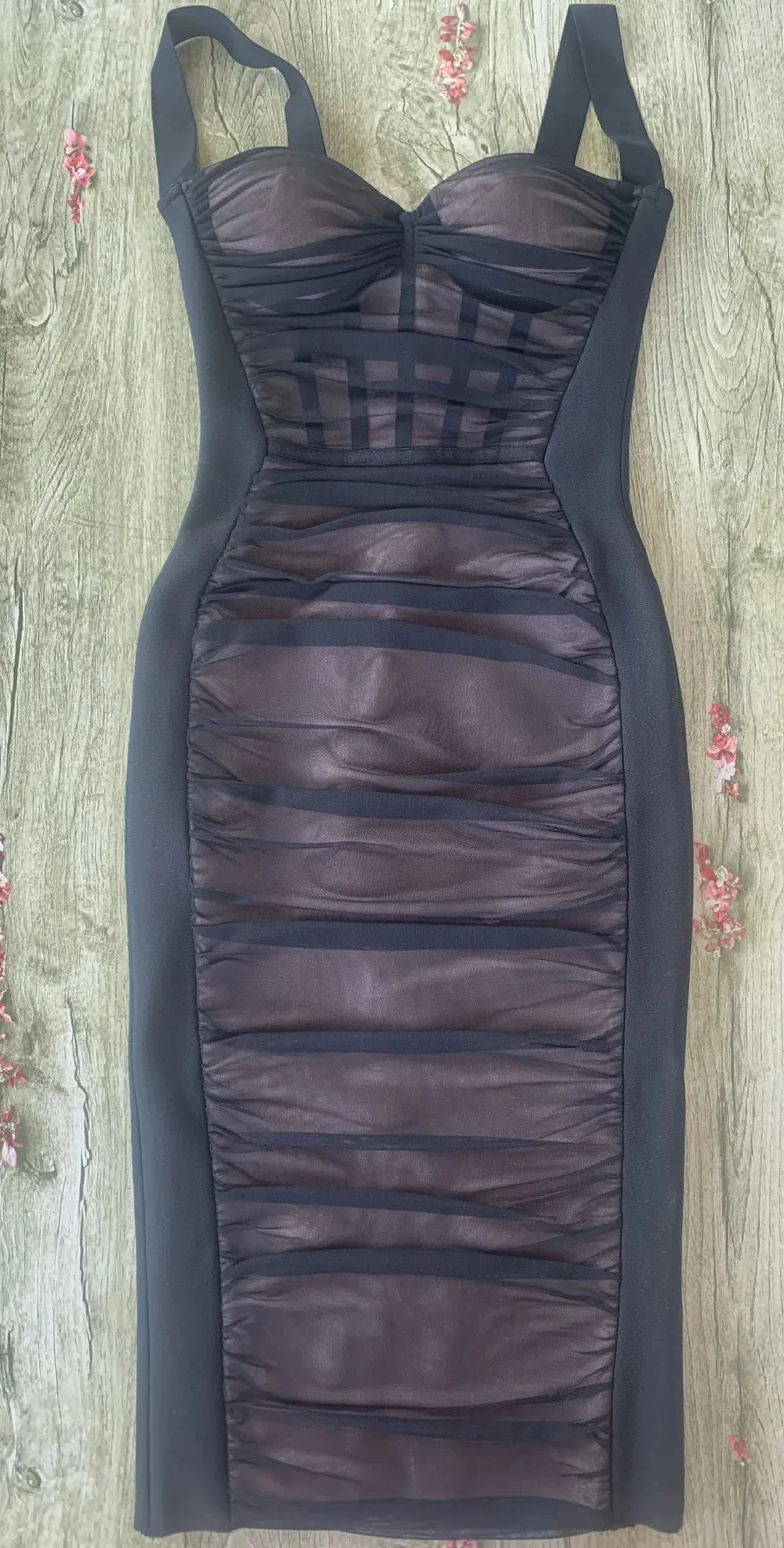 Black Mesh Bodycon midi dress