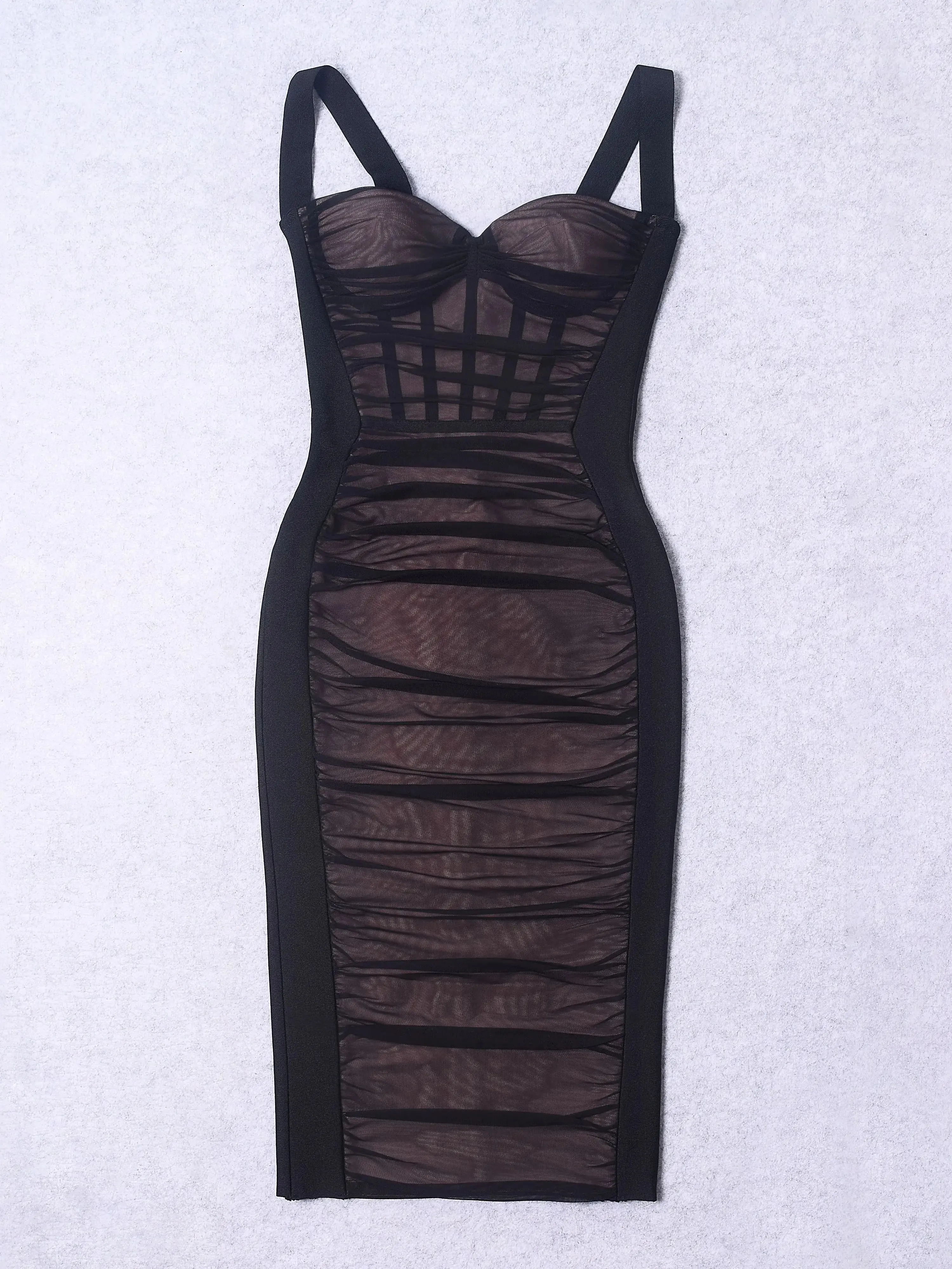 Black Mesh Bodycon midi dress