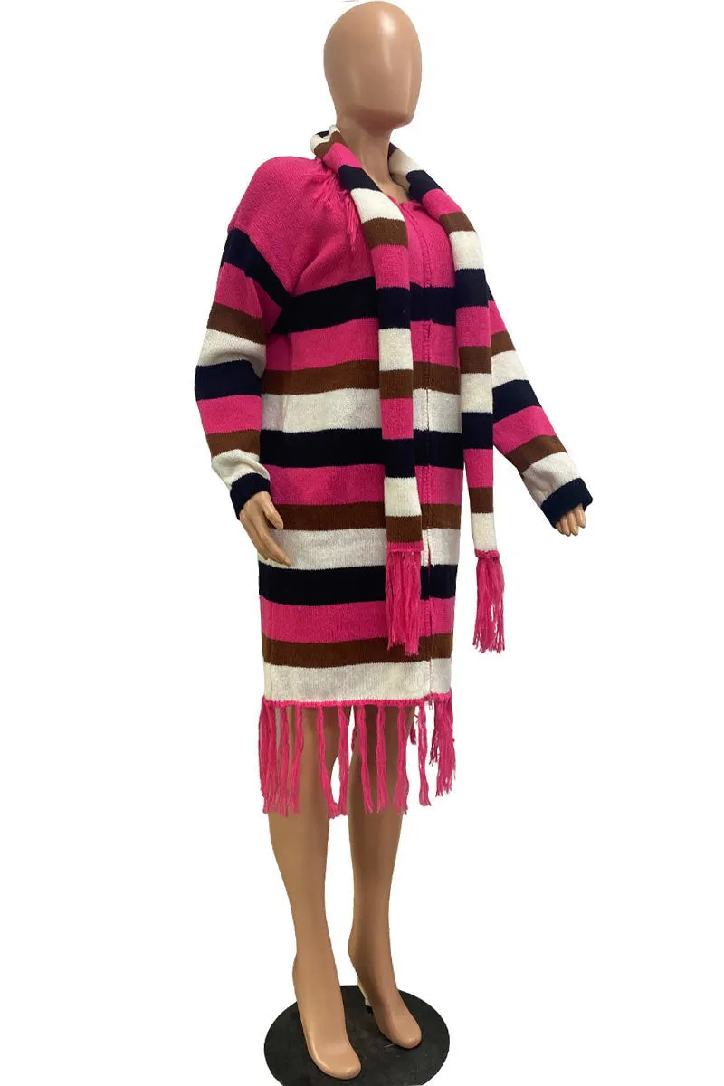 CI0347 Knitted Long Cardigan Set