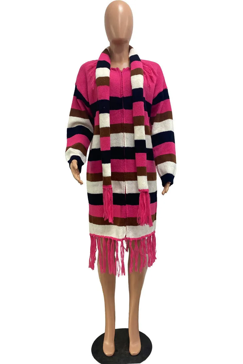CI0347 Knitted Long Cardigan Set