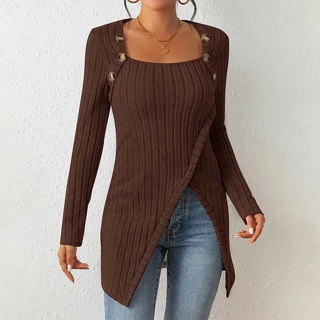 Claudia - Asymmetrical ribbed cardigan