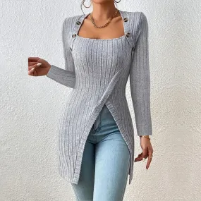 Claudia - Asymmetrical ribbed cardigan