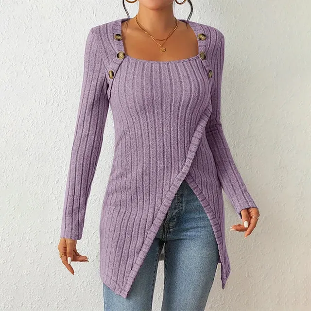 Claudia - Asymmetrical ribbed cardigan