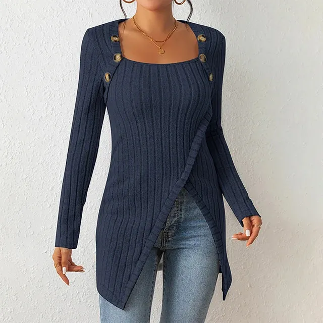 Claudia - Asymmetrical ribbed cardigan