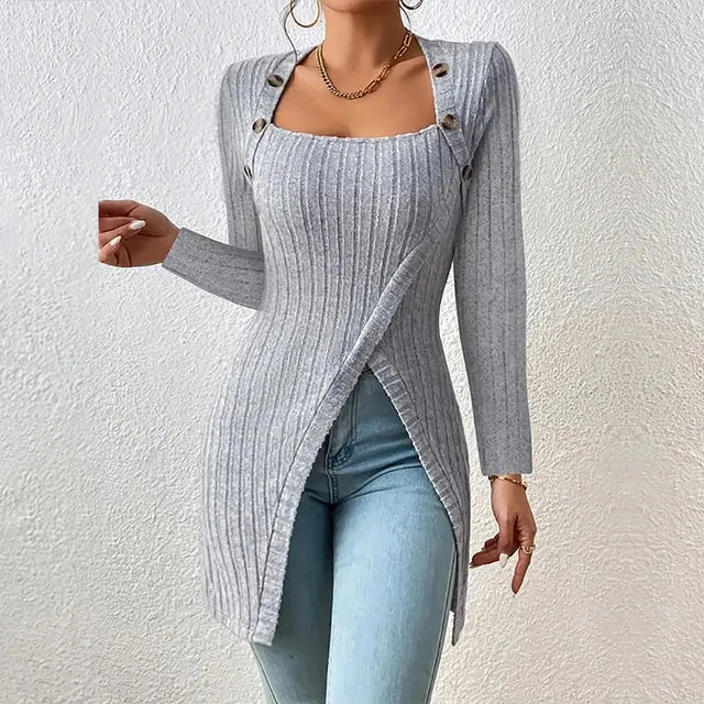 Claudia - Asymmetrical ribbed cardigan