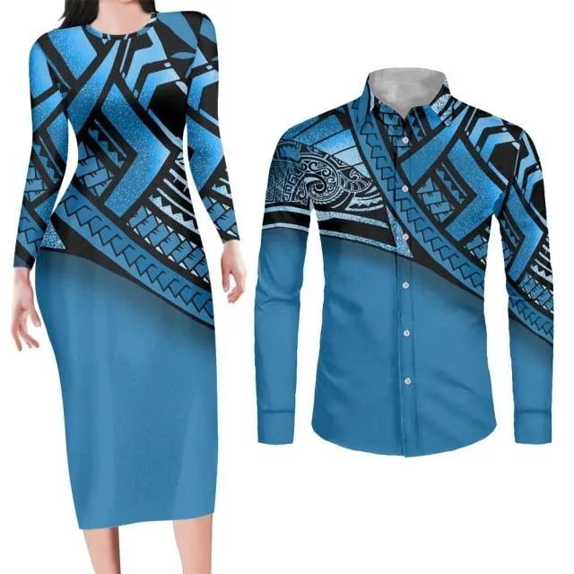 Couples Yellow Matching Apparel Bodycon Dress and Shirt Engagement Outfits