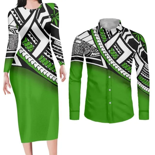 Couples Yellow Matching Apparel Bodycon Dress and Shirt Engagement Outfits