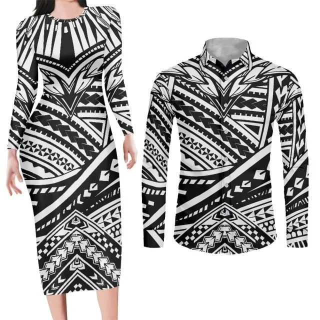 Couples Yellow Matching Apparel Bodycon Dress and Shirt Engagement Outfits