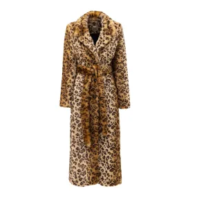 Demi-Season Animal Print Faux Fur Coat