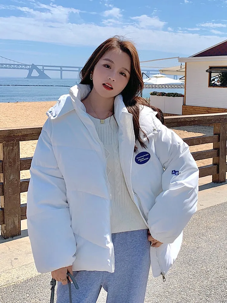 EleeMee 2023 New Winter Jacket For Women Hooded Loose Female Parkas Ins Fashion Warm Coat Street Stylish Lady Outwear Size S-L