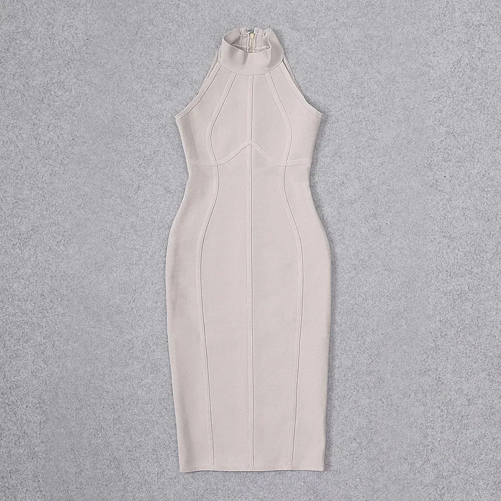 Elegant high neck Bandage Dress
