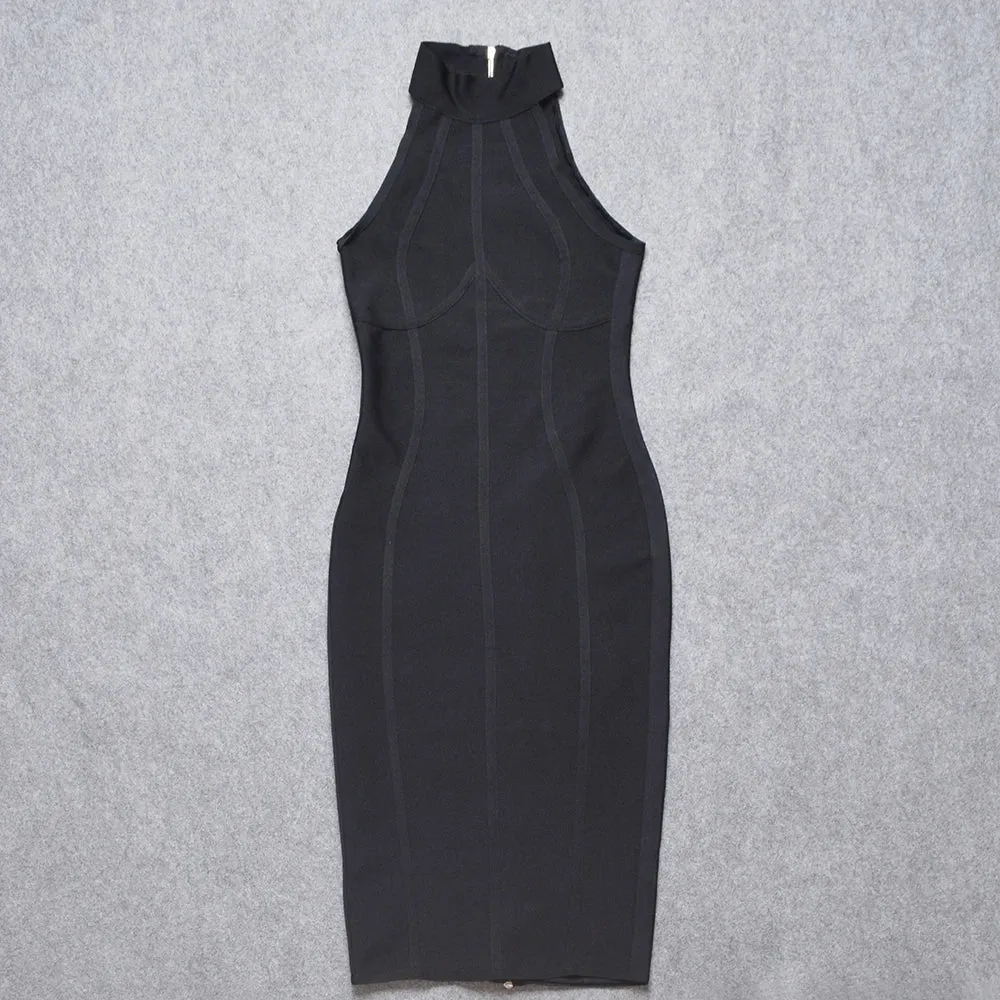 Elegant high neck Bandage Dress