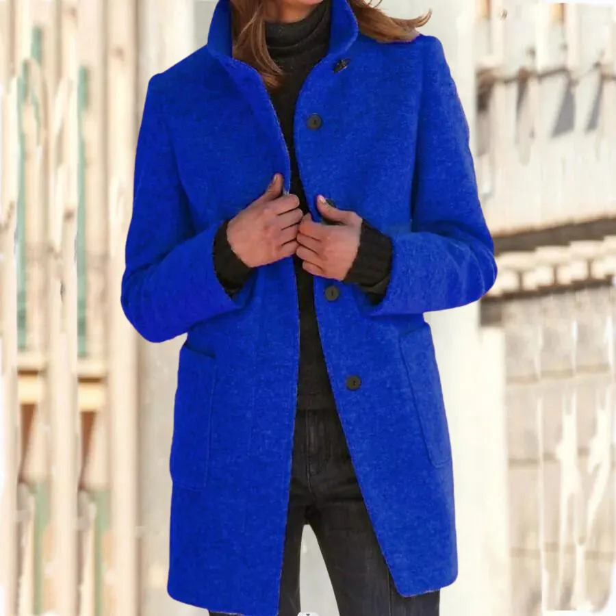 Elegant stand-up collar coat for women - Camille