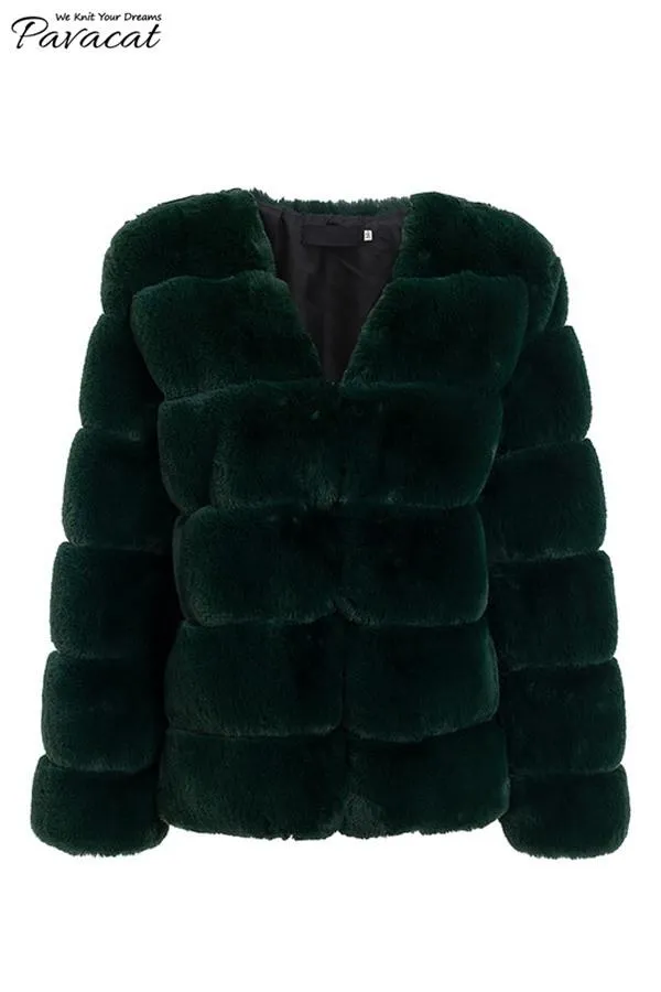 elveswallet Elegant Thick Fluffy Faux Fur Coat - Light Gray
