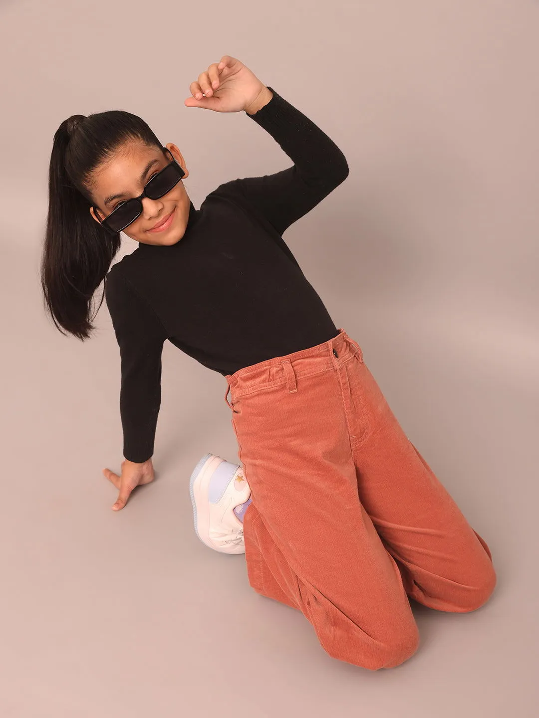 Girls peach corduroy pants