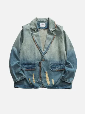 Jouje - Vintage denim jacket with fringes.