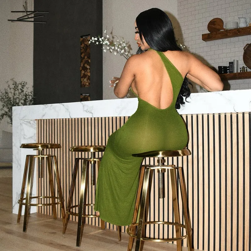 Krystina Bodycon Maxi Dress- Green