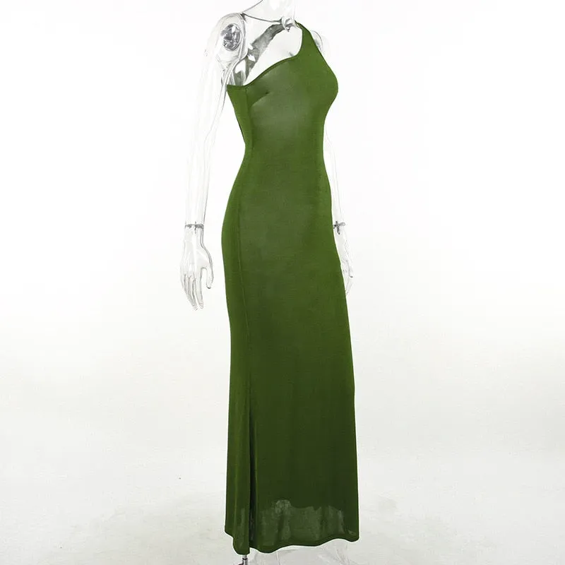 Krystina Bodycon Maxi Dress- Green