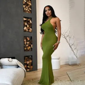Krystina Bodycon Maxi Dress- Green