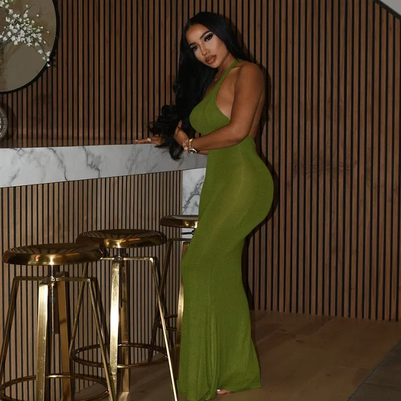 Krystina Bodycon Maxi Dress- Green