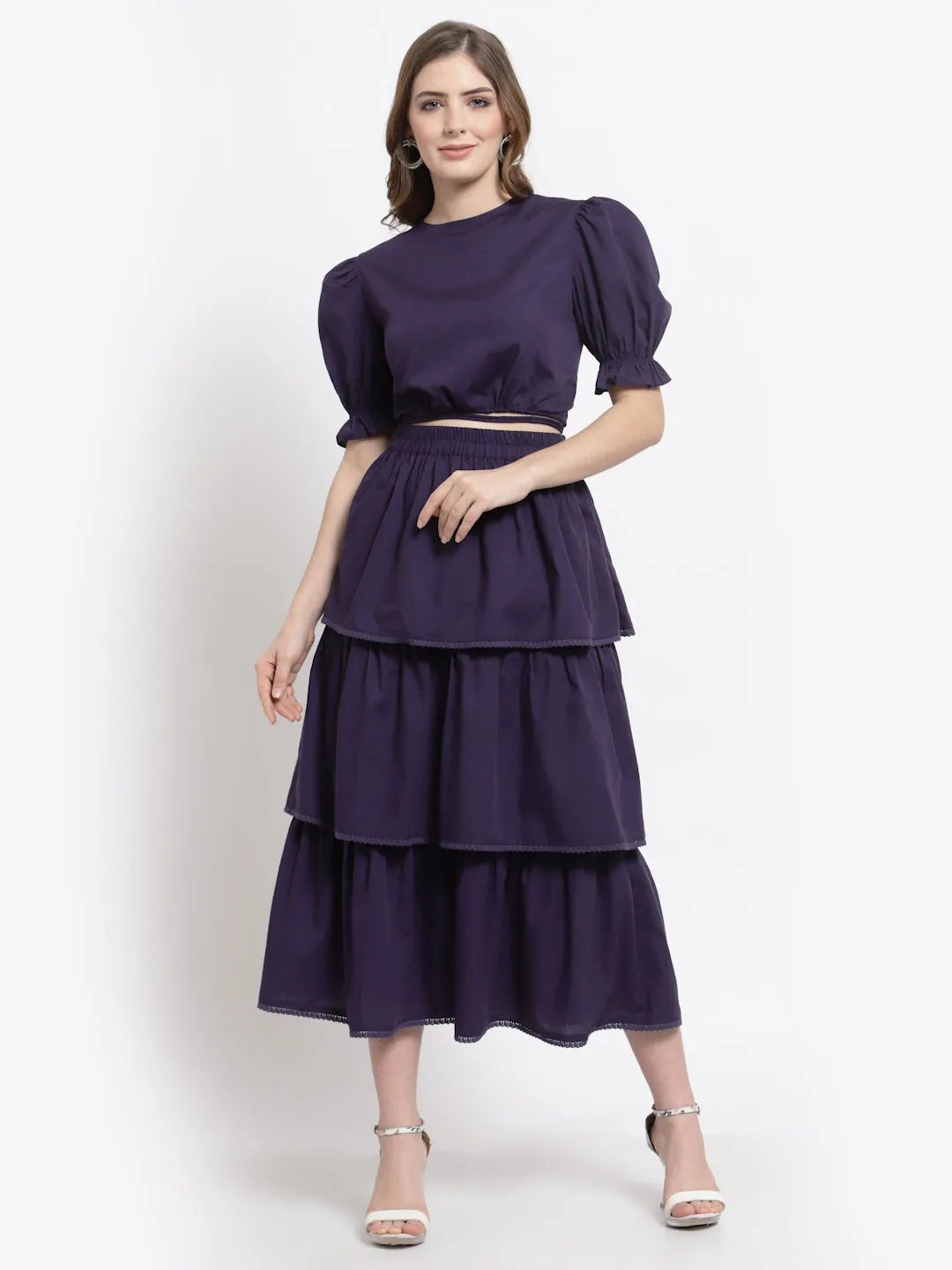 Layered Skirt With Crop Top Co-Ord Set