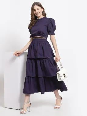 Layered Skirt With Crop Top Co-Ord Set