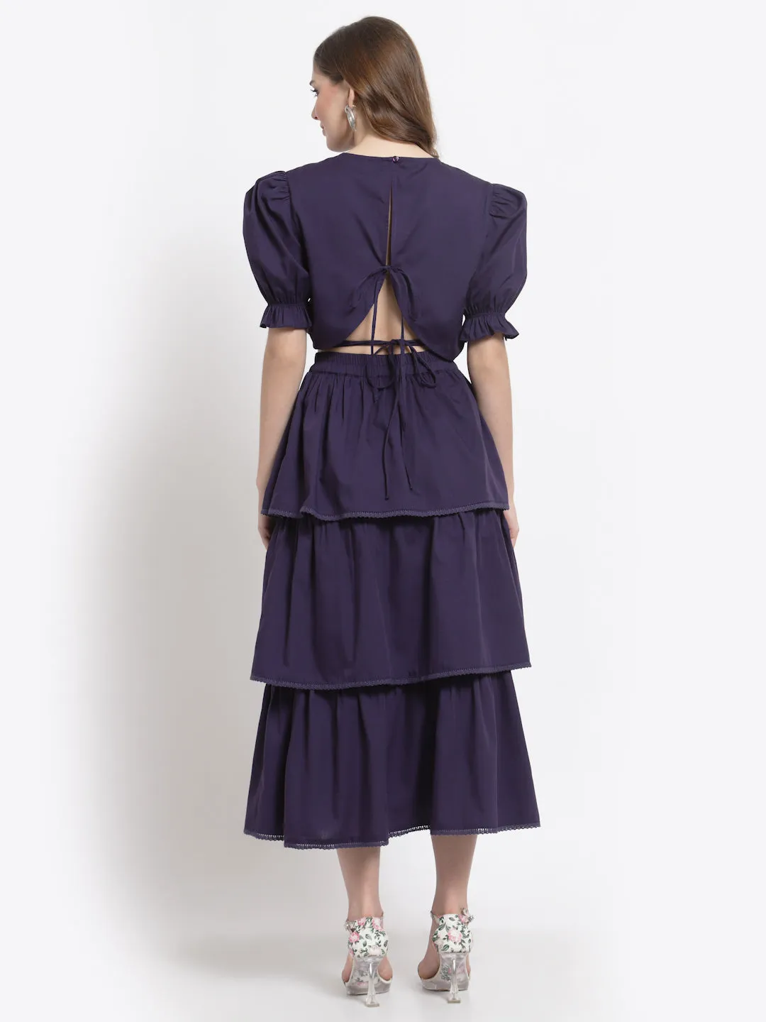 Layered Skirt With Crop Top Co-Ord Set