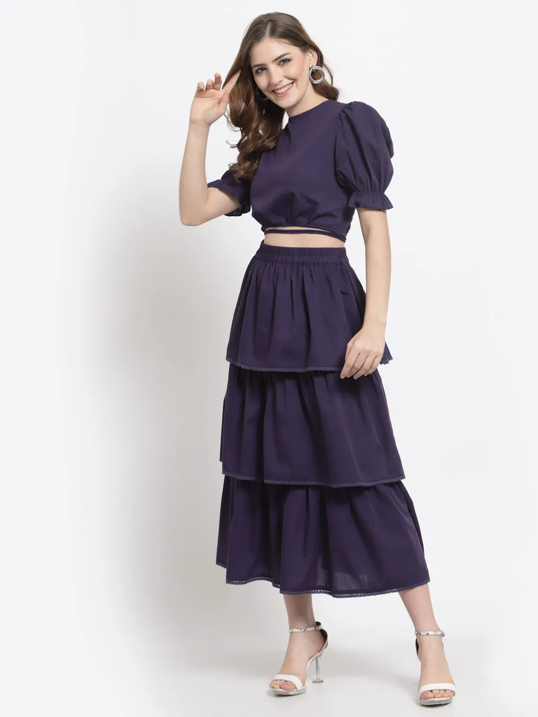 Layered Skirt With Crop Top Co-Ord Set