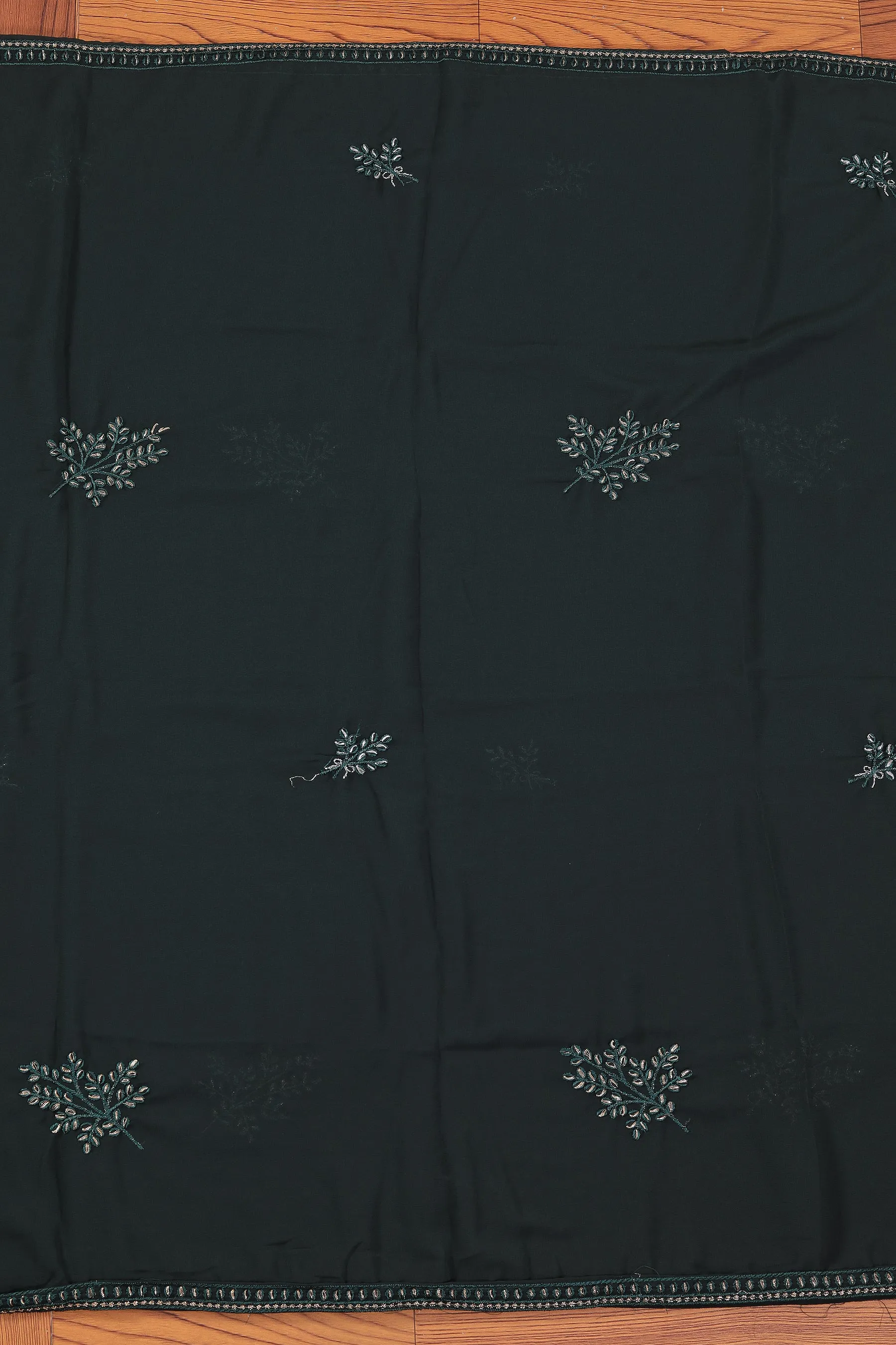 Light Green Sequin Embroidered Poly Georgette Dress Material with Dupatta