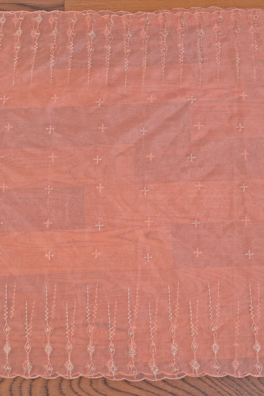 Light Orange Sequin Embellished Festive Dress Material With Dupatta