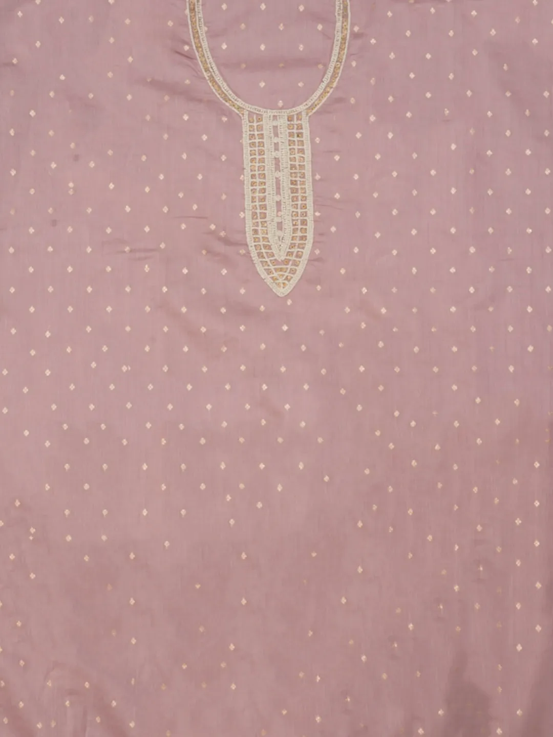 Light Purple Cotton Woven Design Embellished Dress Material with Dupatta