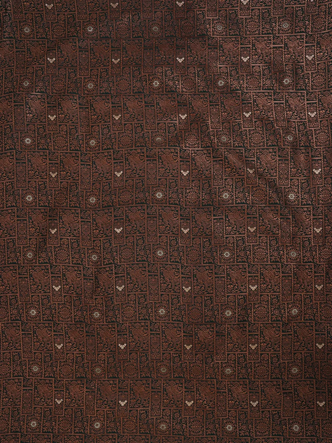 Mehandi Green Floral Silk Zari Woven Dress Material with Dupatta
