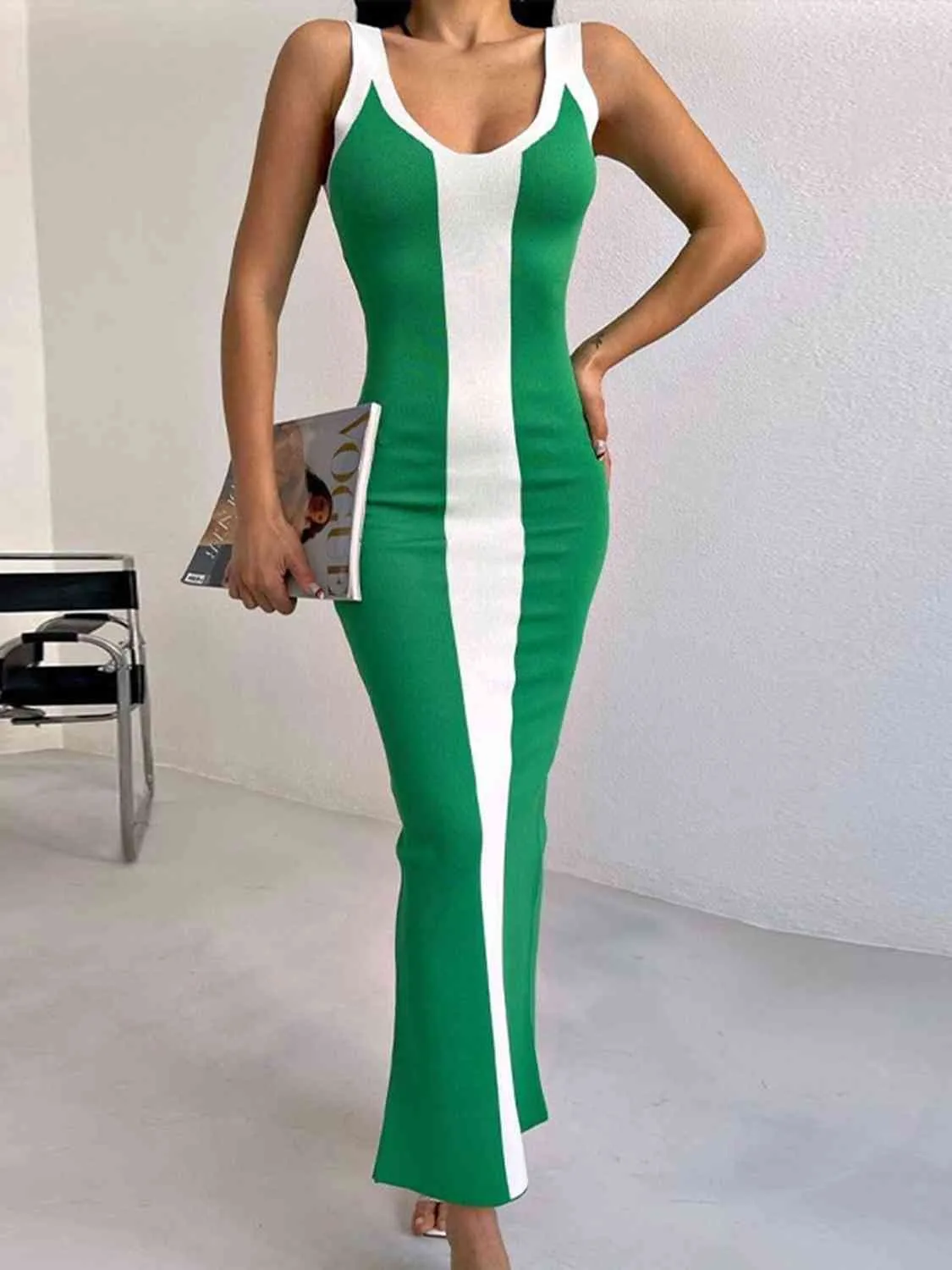 Mystic Charm Bodycon Maxi Dress - Green