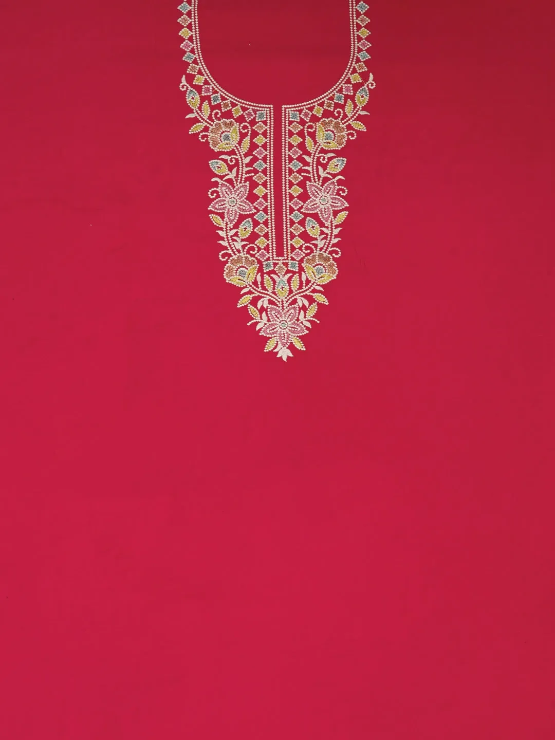 Pink Zari Pure Cotton Dress Material with Dupatta