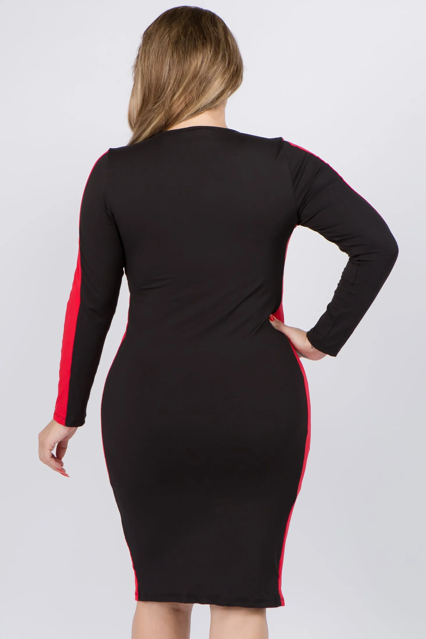 Plus Size Varsity Striped Bodycon Midi Dress