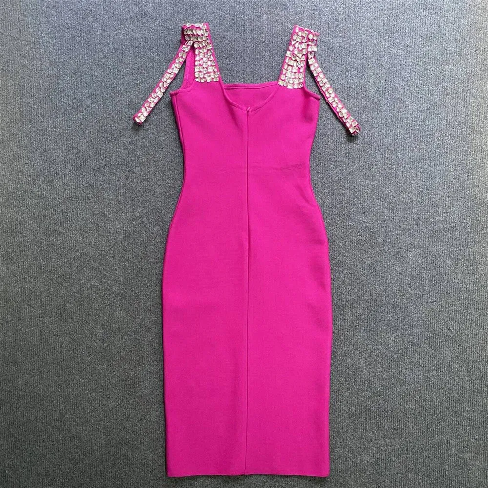 Posh Bandage Midi Dress - Pink