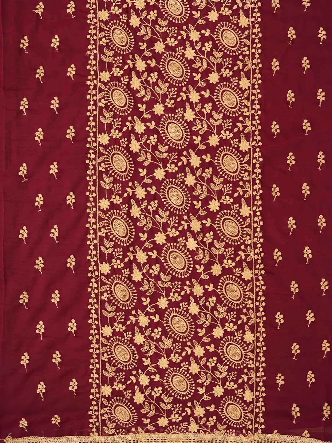 Purple Unstitched Silk Georgette Embroidered Dress Material With Dupatta