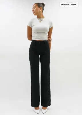 Straight leg pants met pressfold black (REGULAR)