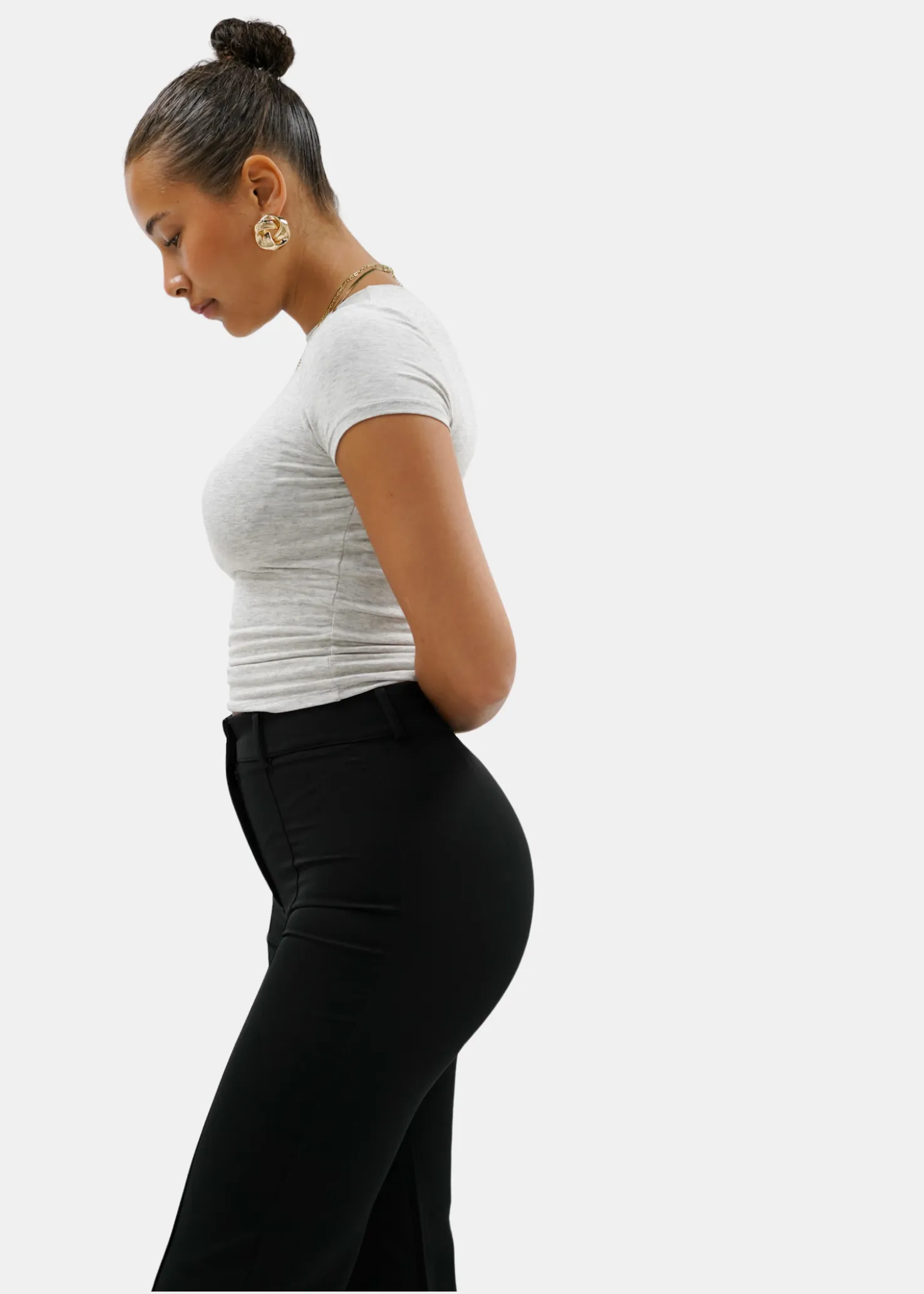 Straight leg pants met pressfold black (REGULAR)