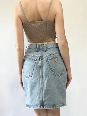 Vintage Guess Midwash 100% Cotton Denim Skirt (24")
