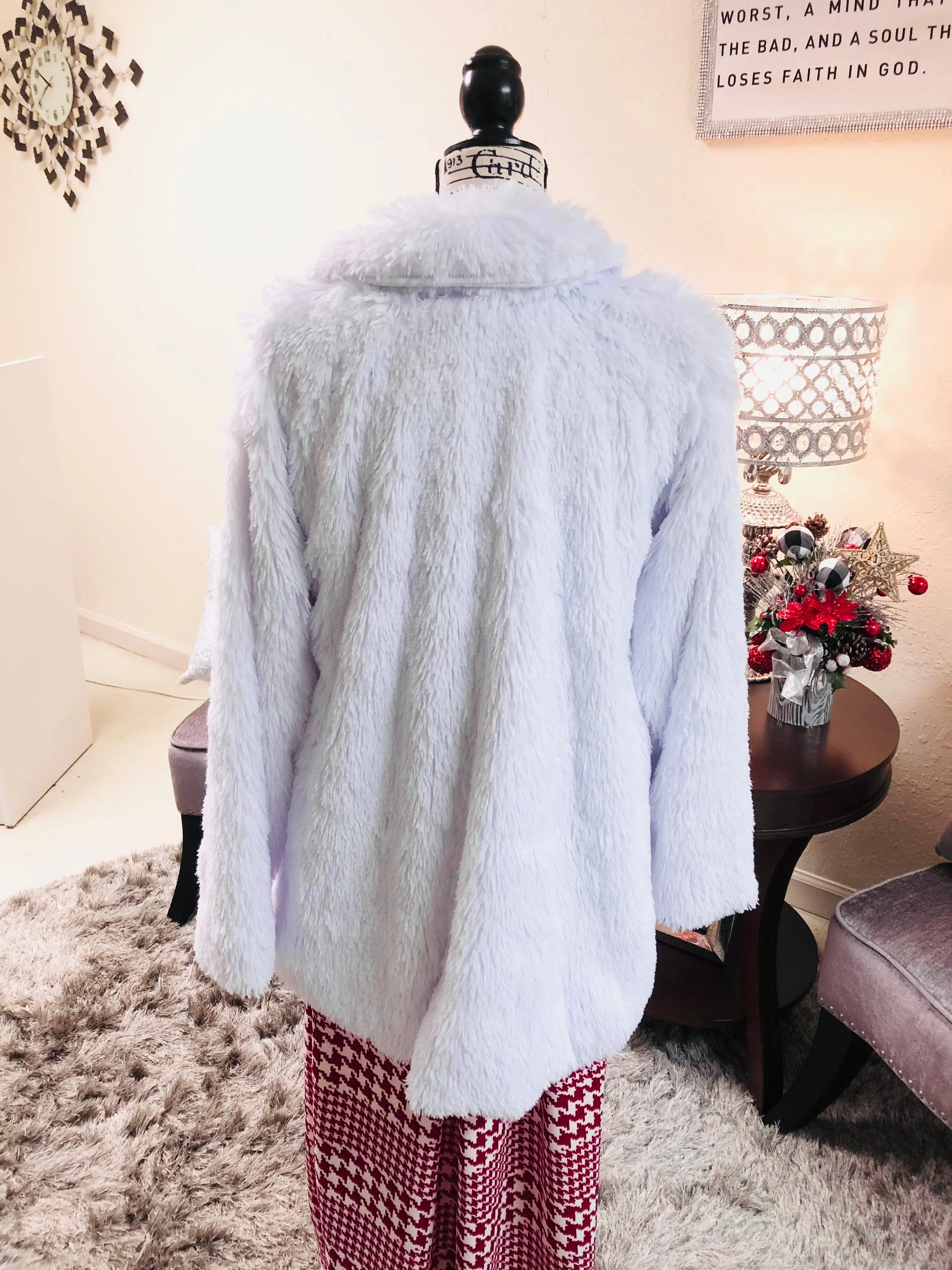 White Shaggy Swing Coat