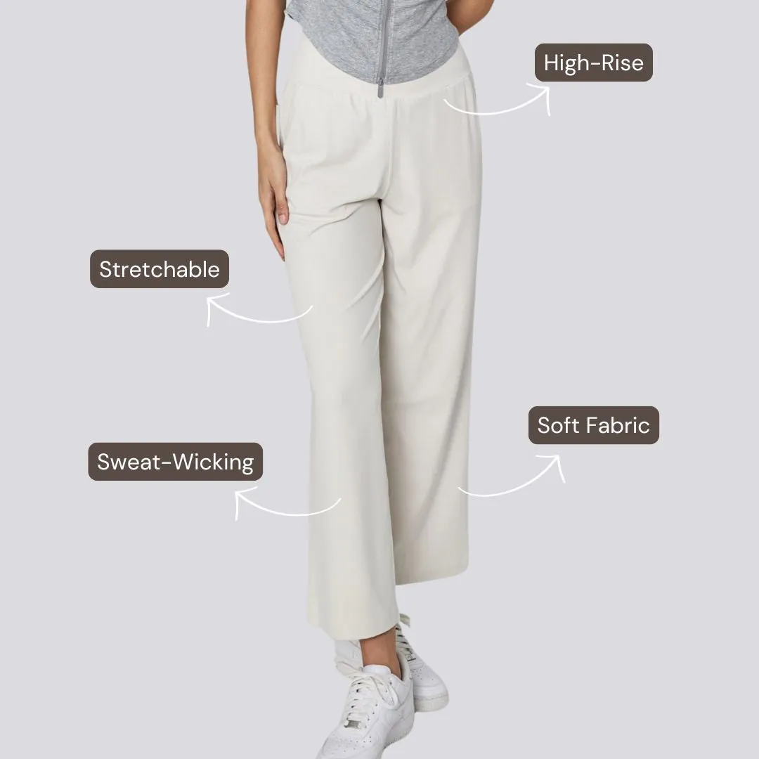 Wide Legged Yoga Pants - Ivory White